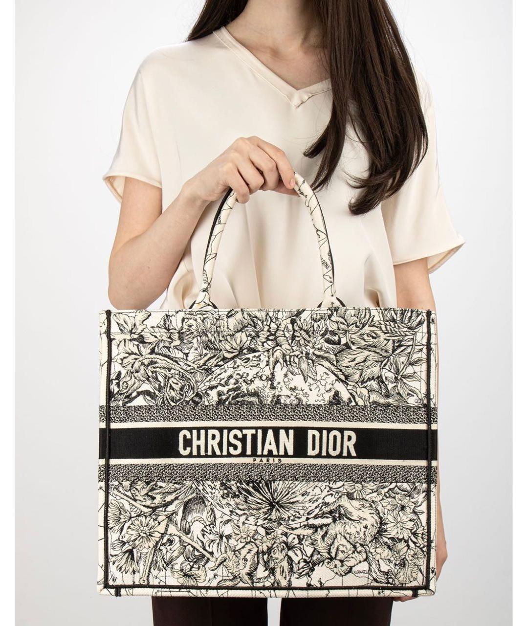 CHRISTIAN DIOR Белая хлопковая сумка тоут, фото 4