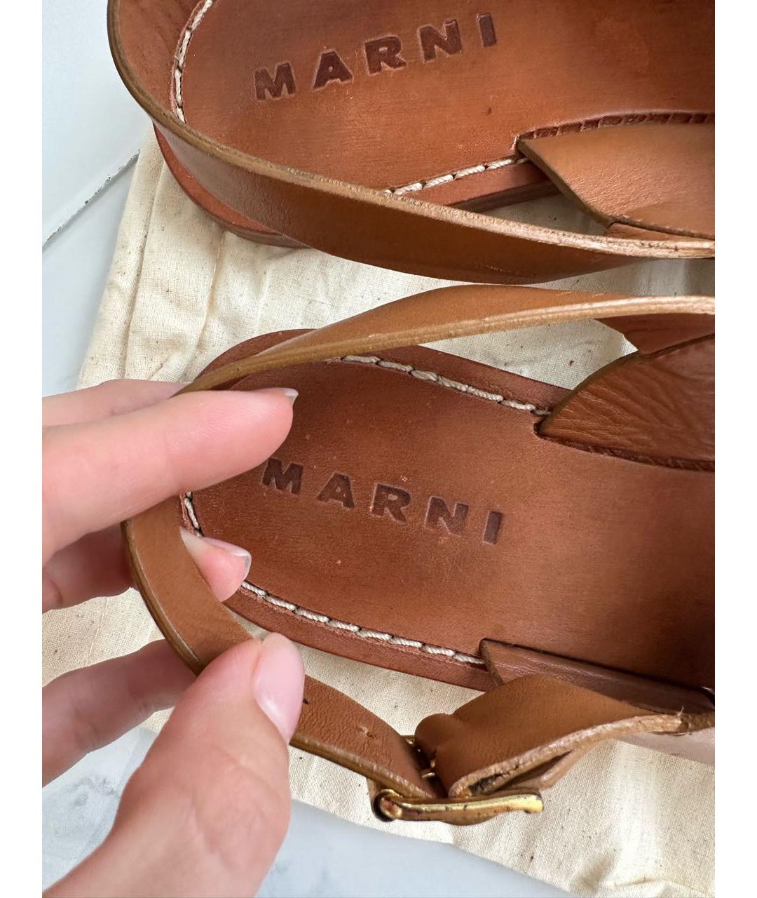 MARNI Коричневые кожаные босоножки, фото 4