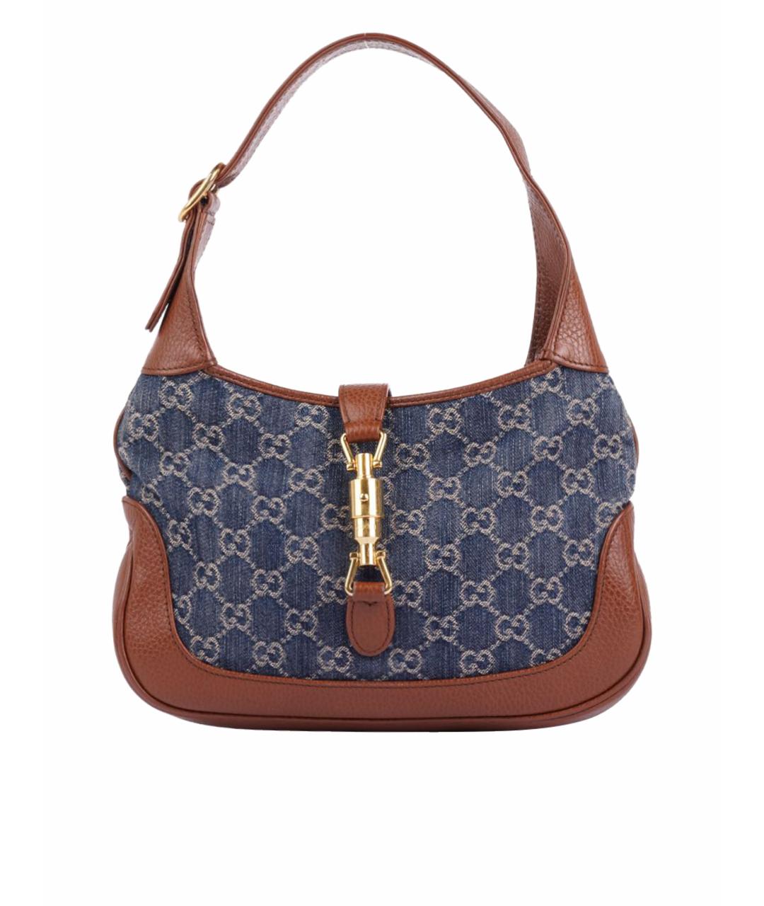 GUCCI Темно-синяя деним сумка с короткими ручками, фото 1