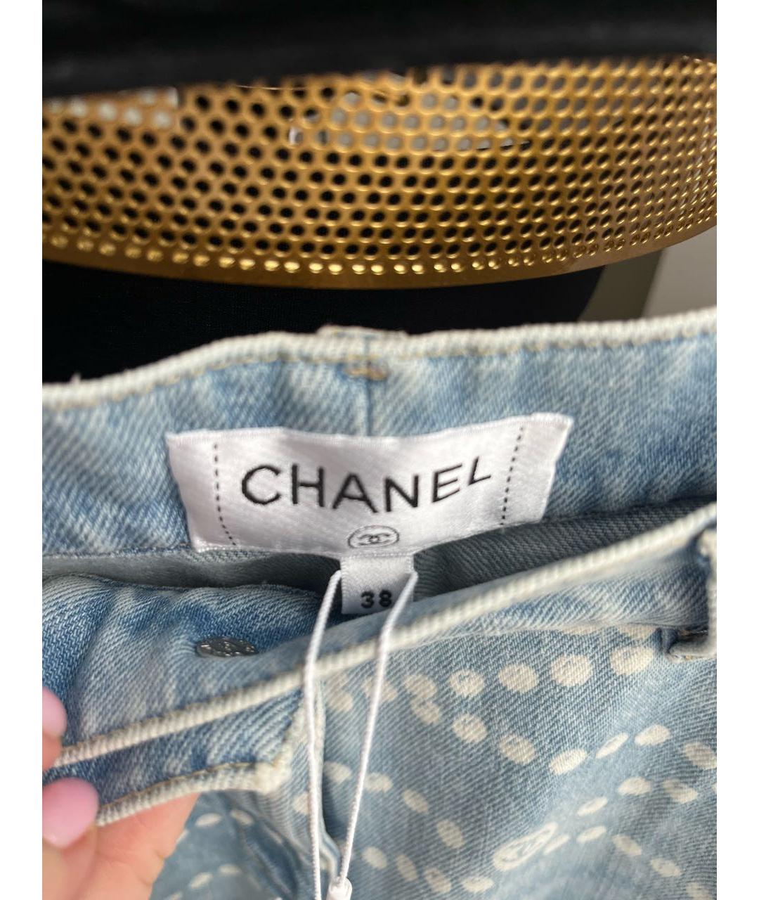CHANEL Голубые хлопковые прямые джинсы, фото 5