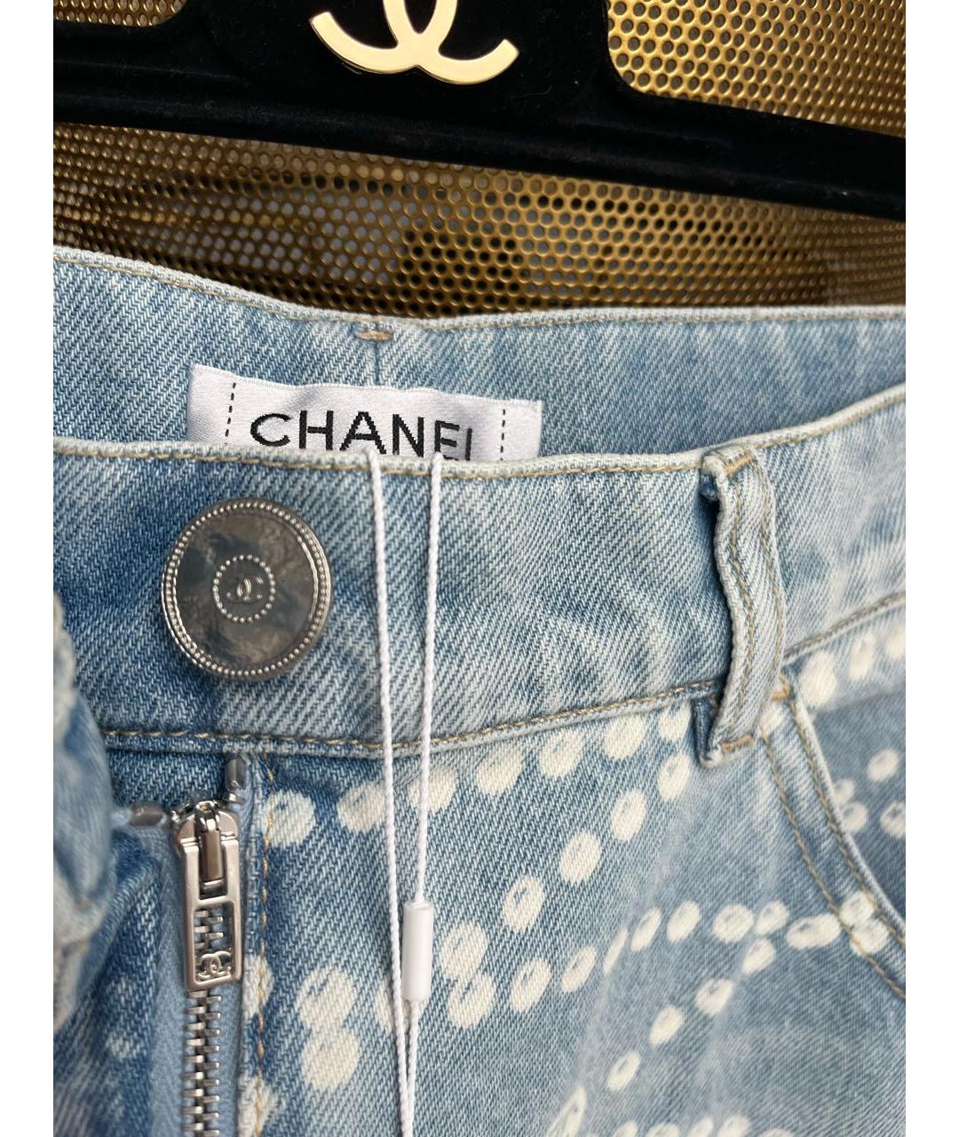 CHANEL Голубые хлопковые прямые джинсы, фото 4