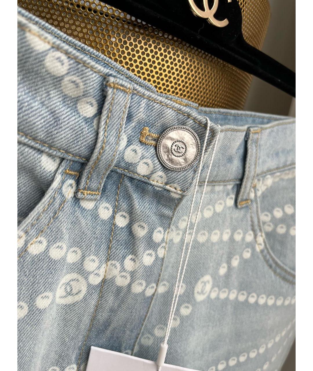 CHANEL Голубые хлопковые прямые джинсы, фото 7