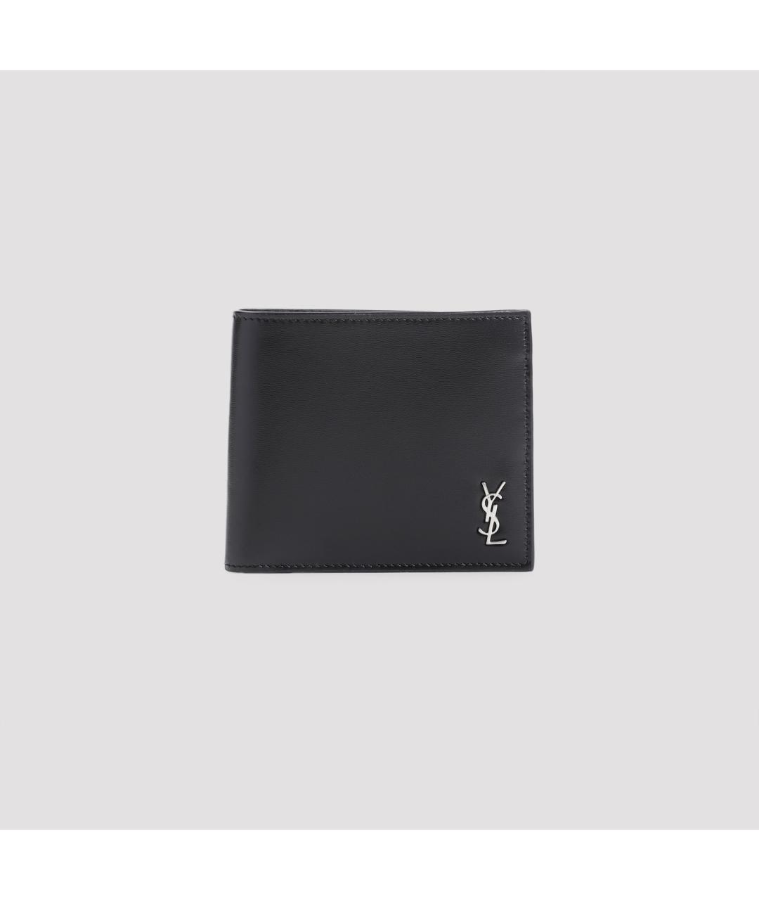 SAINT LAURENT Черный кожаный кошелек, фото 3