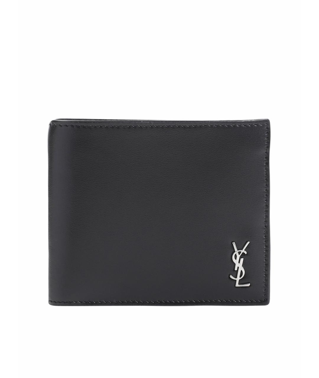 SAINT LAURENT Черный кожаный кошелек, фото 1