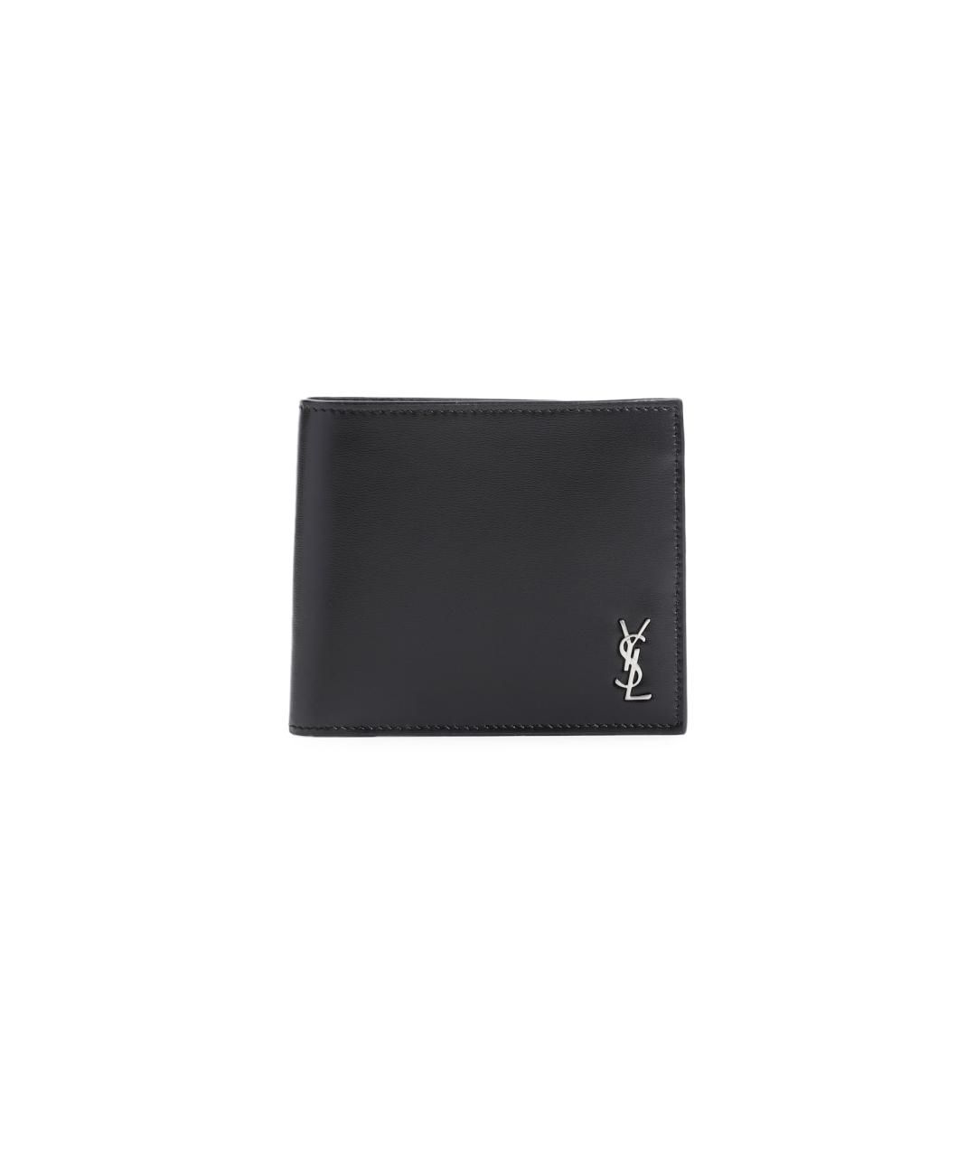 SAINT LAURENT Черный кожаный кошелек, фото 6