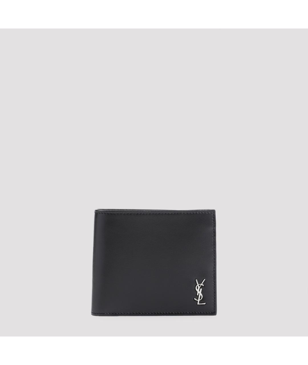 SAINT LAURENT Черный кожаный кошелек, фото 2