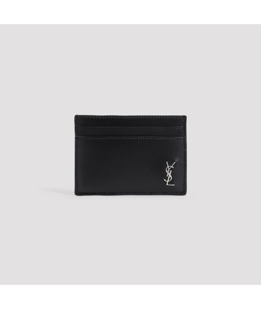 SAINT LAURENT Черный кожаный кардхолдер, фото 2