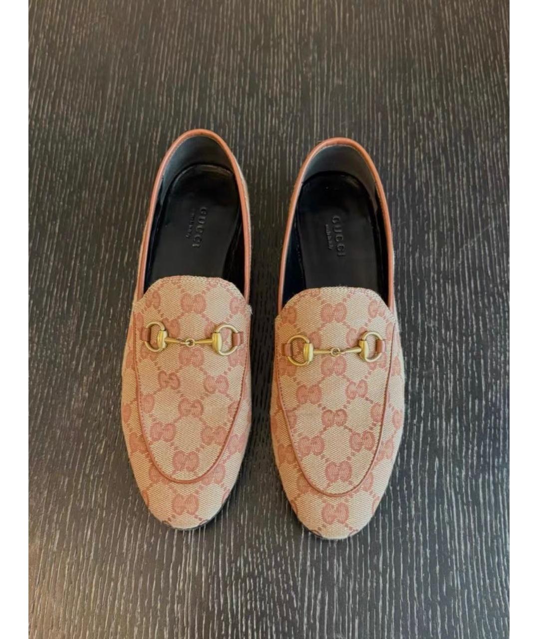 GUCCI Бежевые текстильные лоферы, фото 2