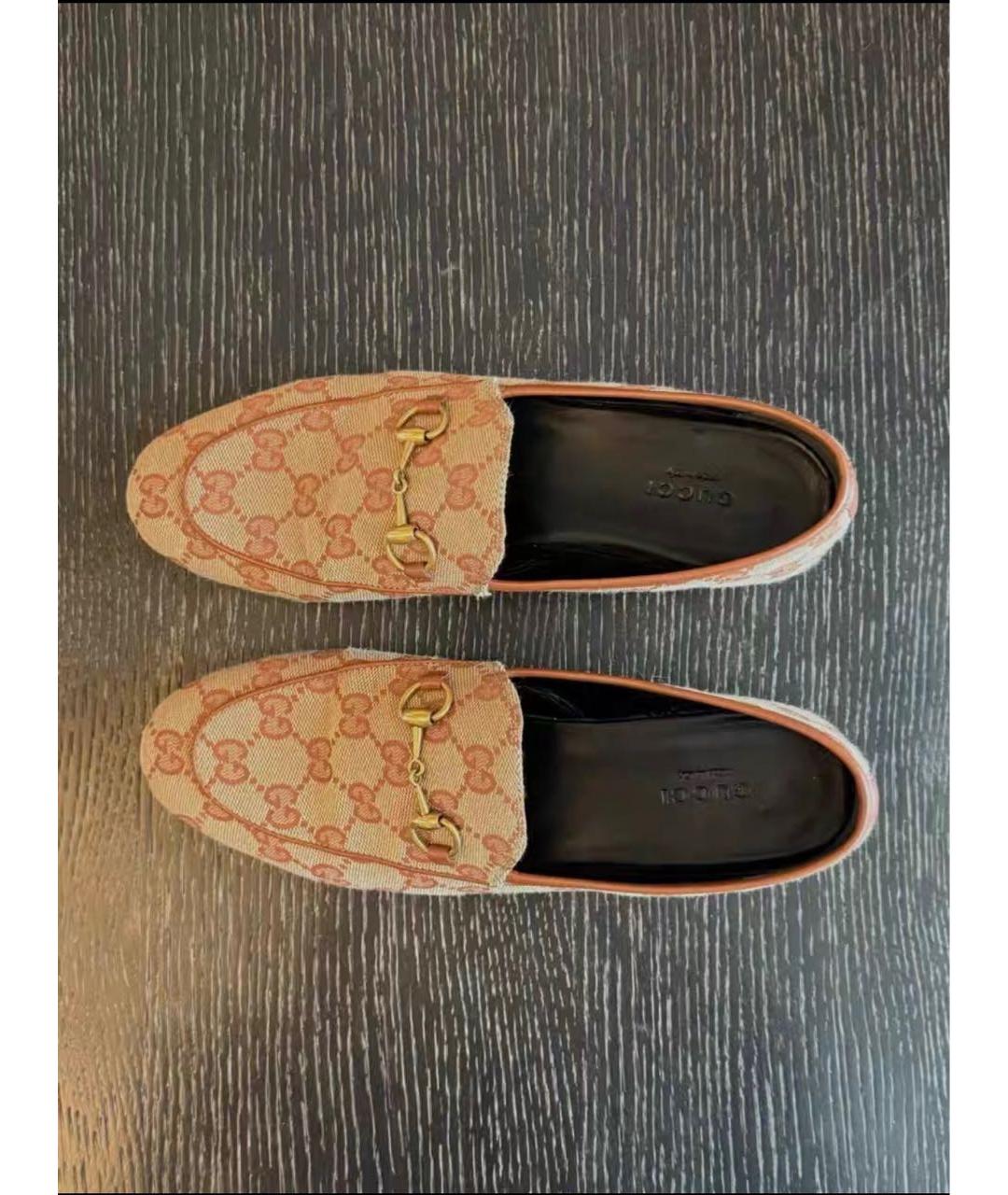 GUCCI Бежевые текстильные лоферы, фото 4