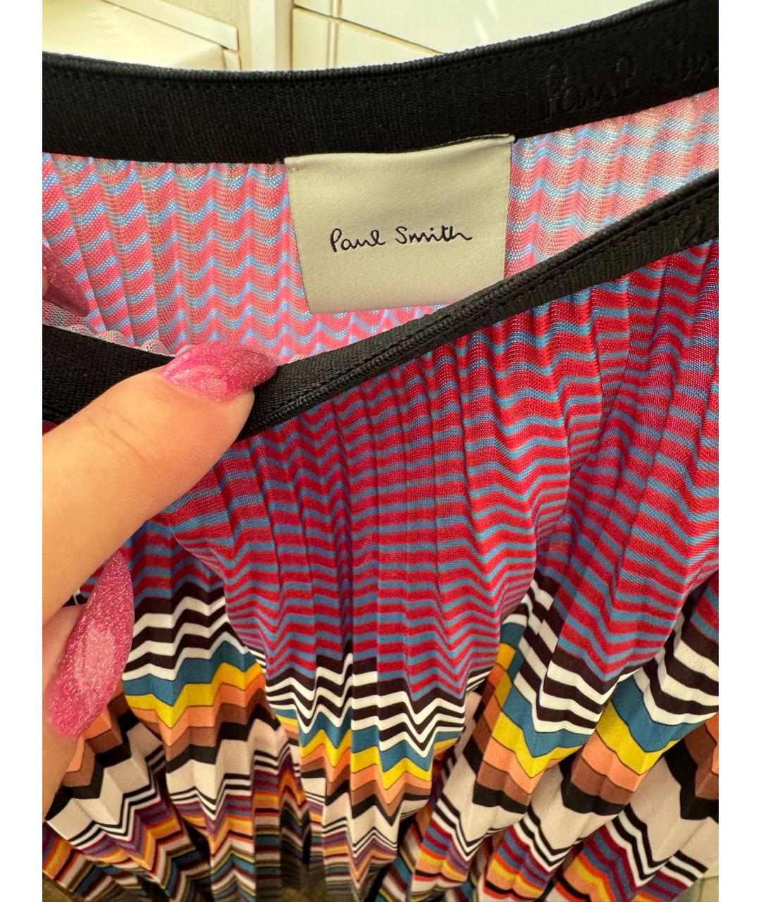 PAUL SMITH Мульти полиэстеровая юбка миди, фото 2