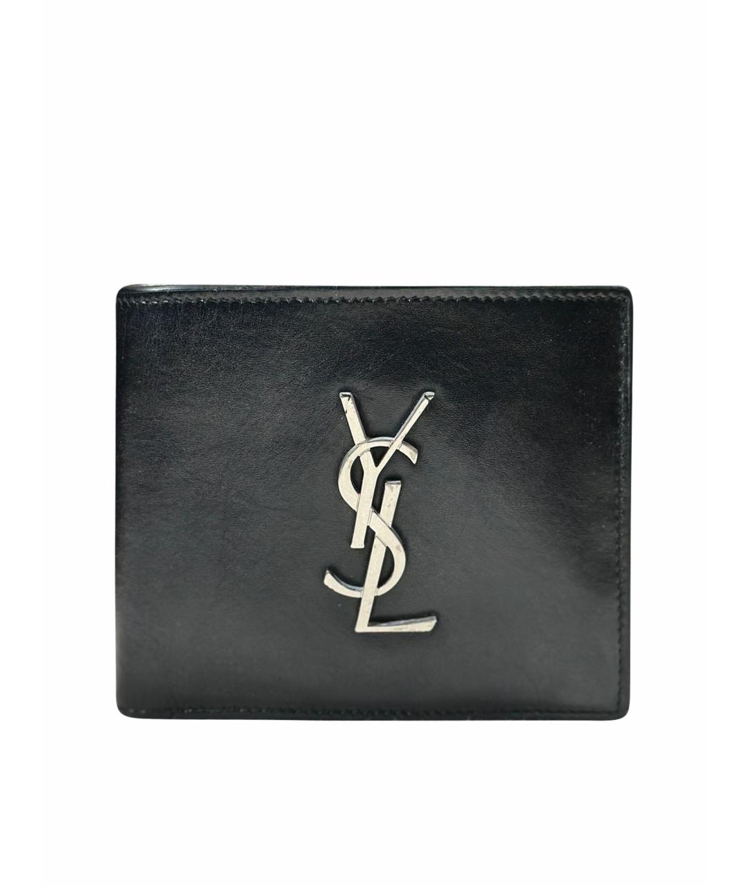 SAINT LAURENT Черный кожаный кошелек, фото 1