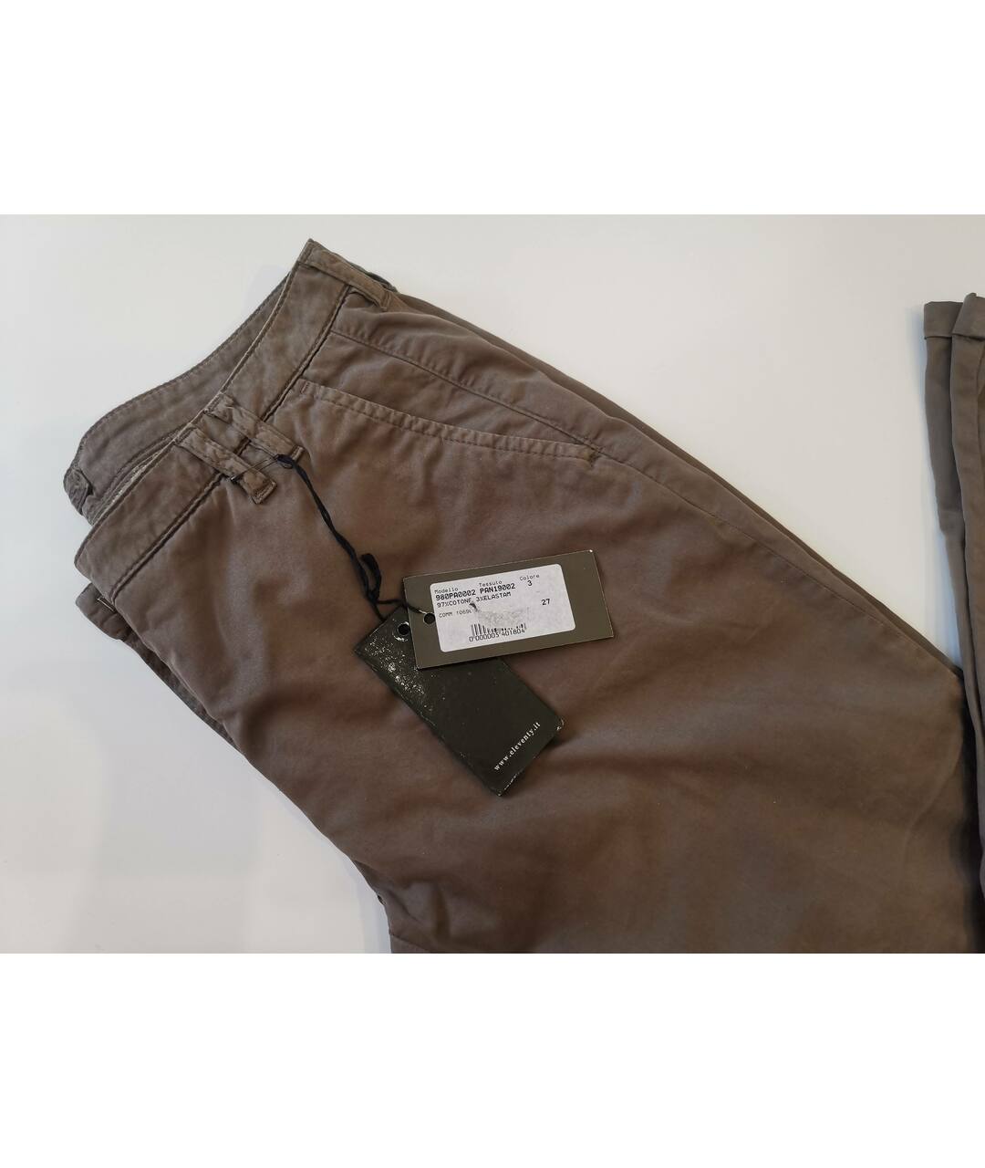 ELEVENTY Коричневые хлопко-эластановые прямые брюки, фото 5