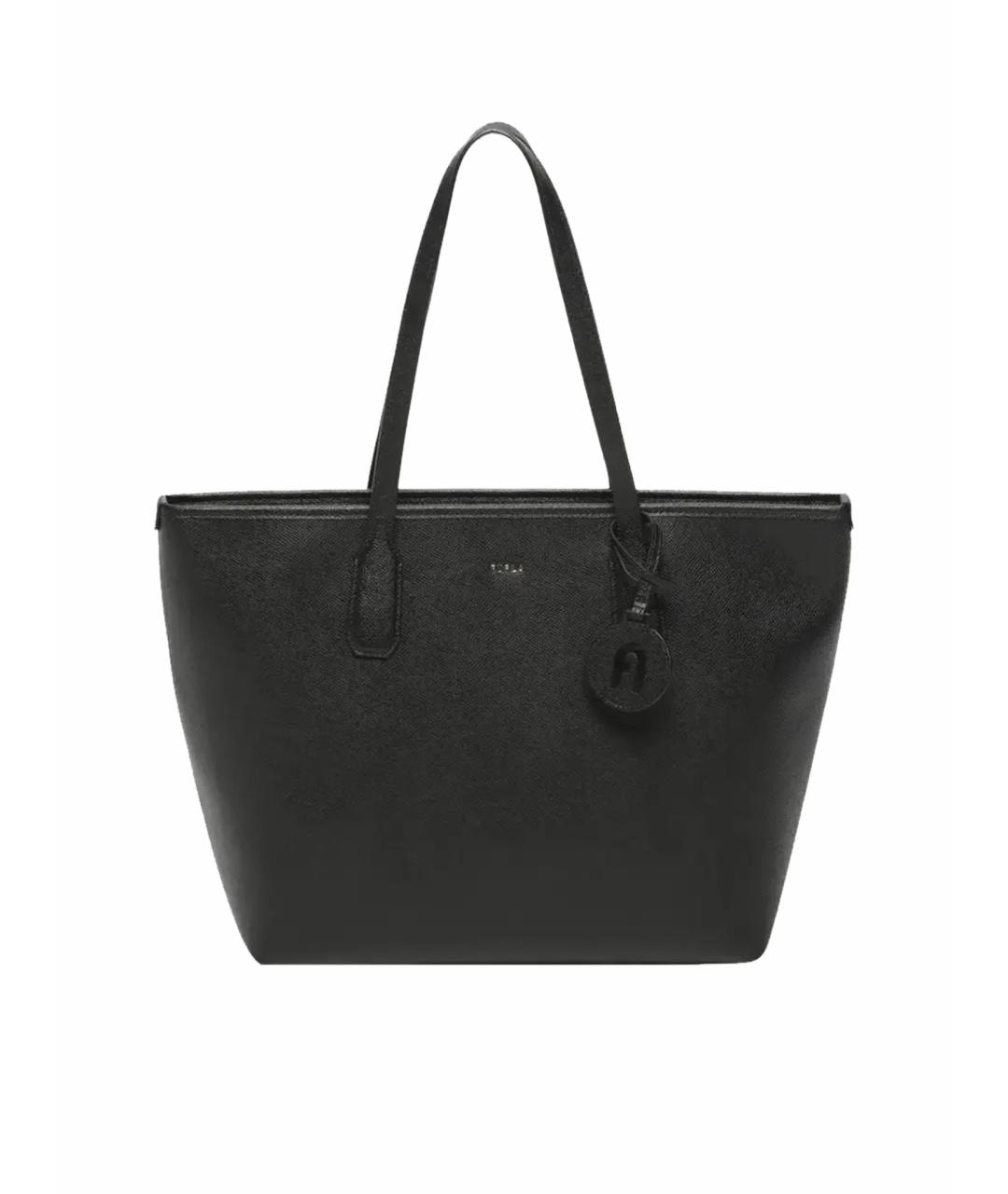 FURLA Черная кожаная сумка тоут, фото 1