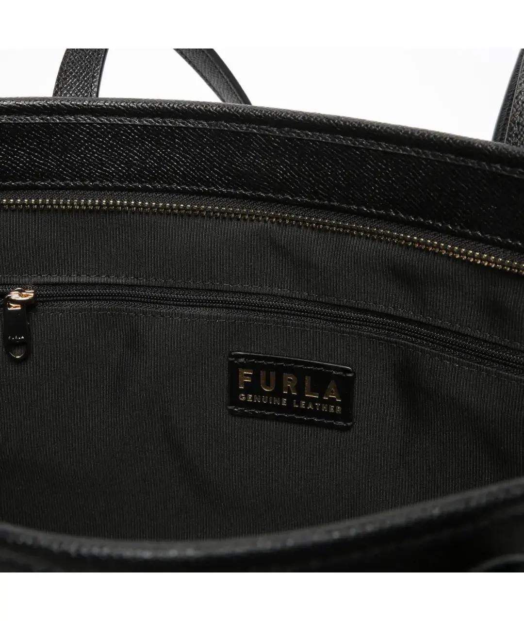 FURLA Черная кожаная сумка тоут, фото 4