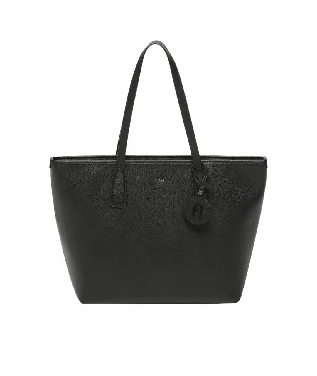 FURLA Черная кожаная сумка тоут, фото 9