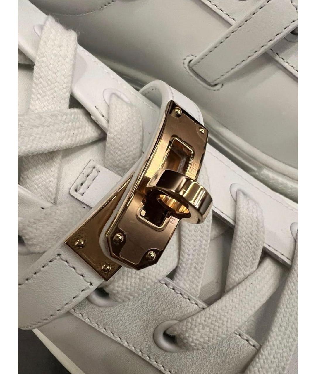 HERMES Белые кожаные кеды, фото 5