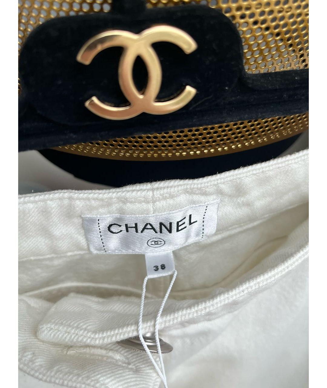 CHANEL Белые хлопковые прямые джинсы, фото 6