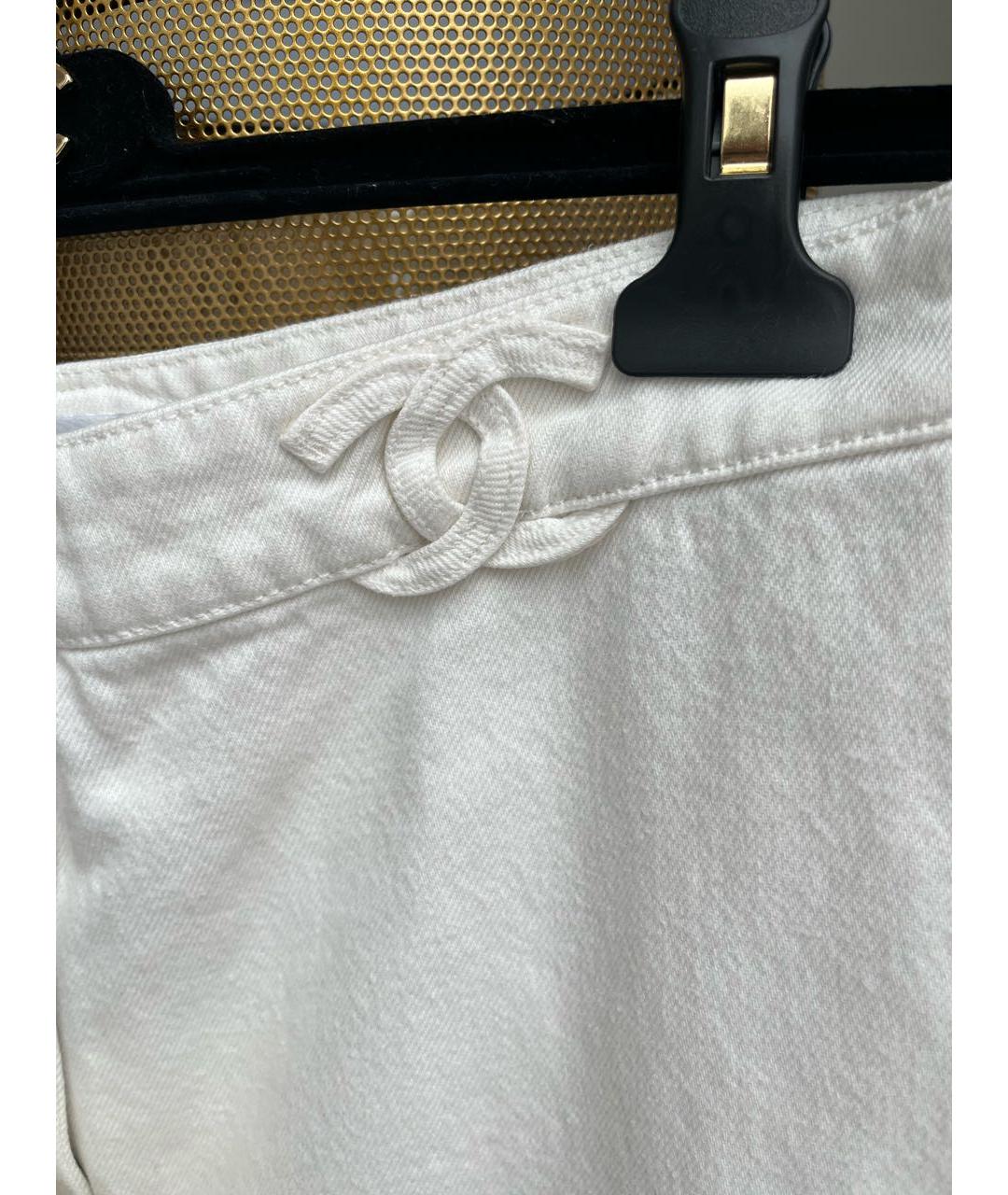 CHANEL Белые хлопковые прямые джинсы, фото 4