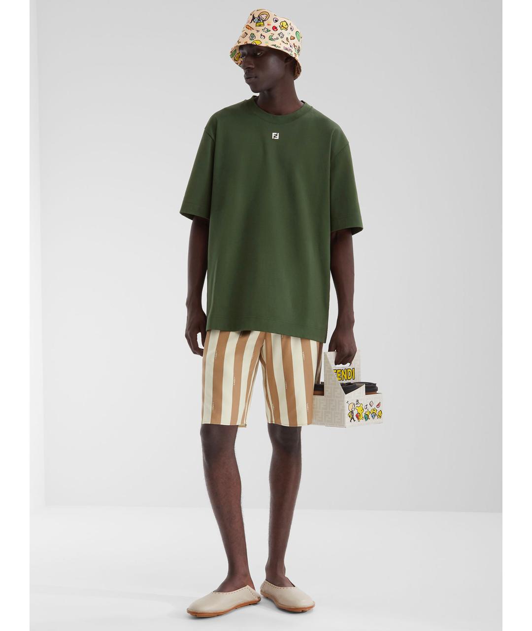 FENDI Бежевые шелковые шорты, фото 2