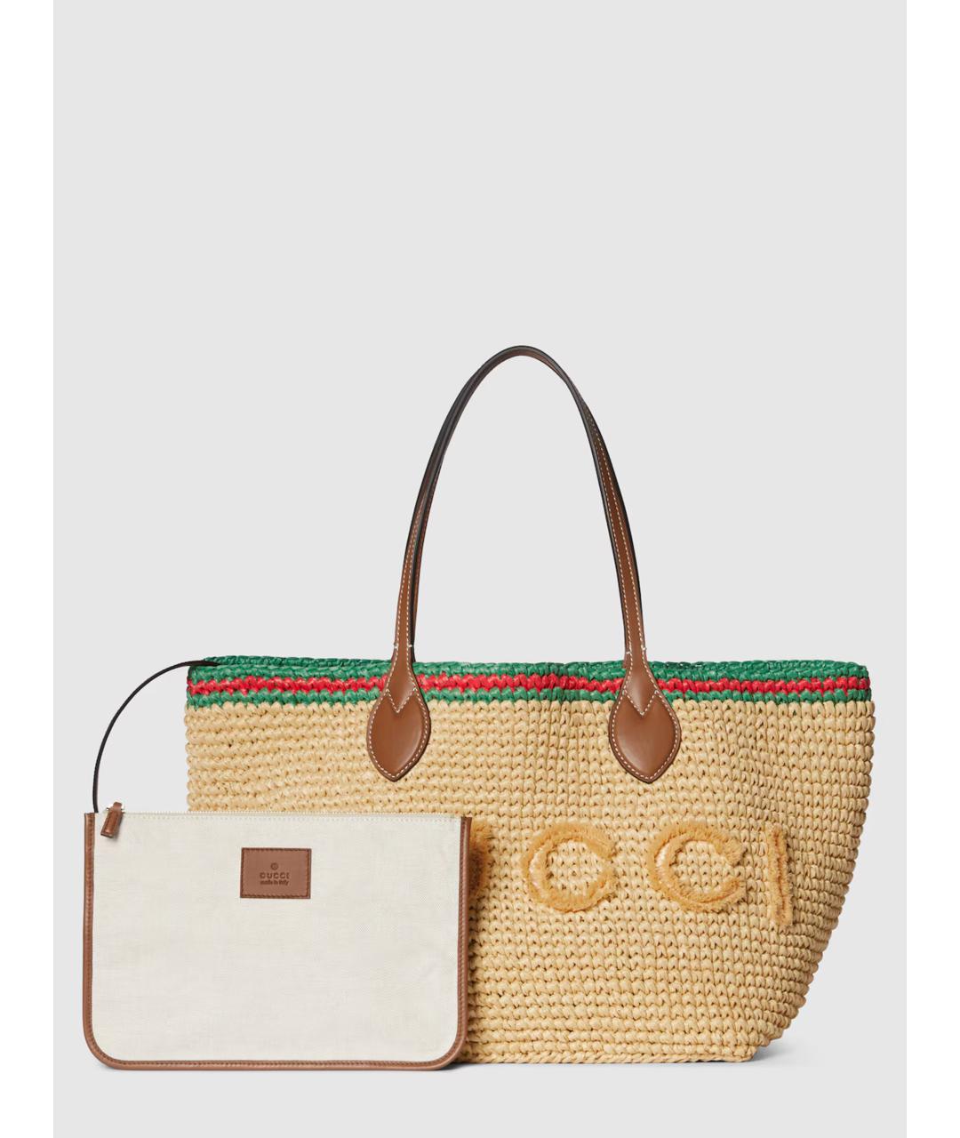 GUCCI Бежевая пелетеная сумка тоут, фото 3