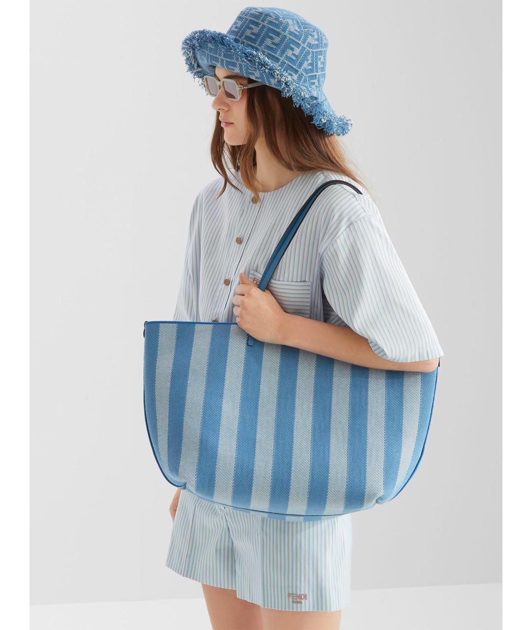 FENDI Голубая хлопковая шляпа, фото 2