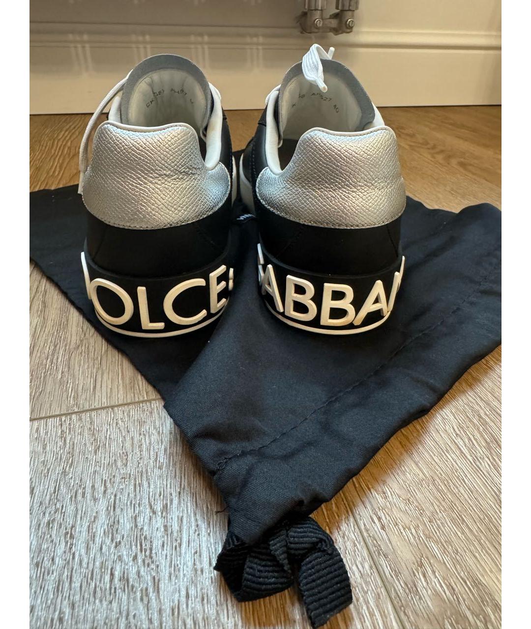 DOLCE&GABBANA Черные кожаные кроссовки, фото 4