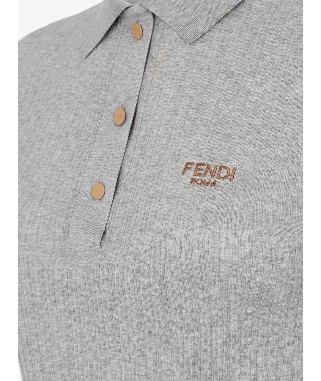 FENDI Серая хлопковая футболка, фото 3