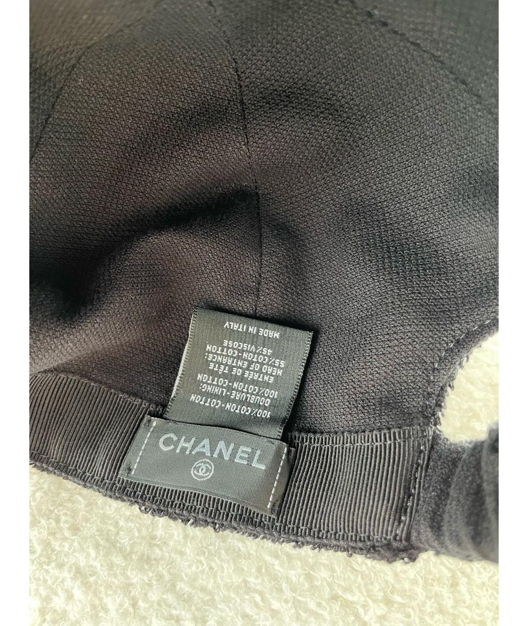 CHANEL Черная хлопковая кепка, фото 4
