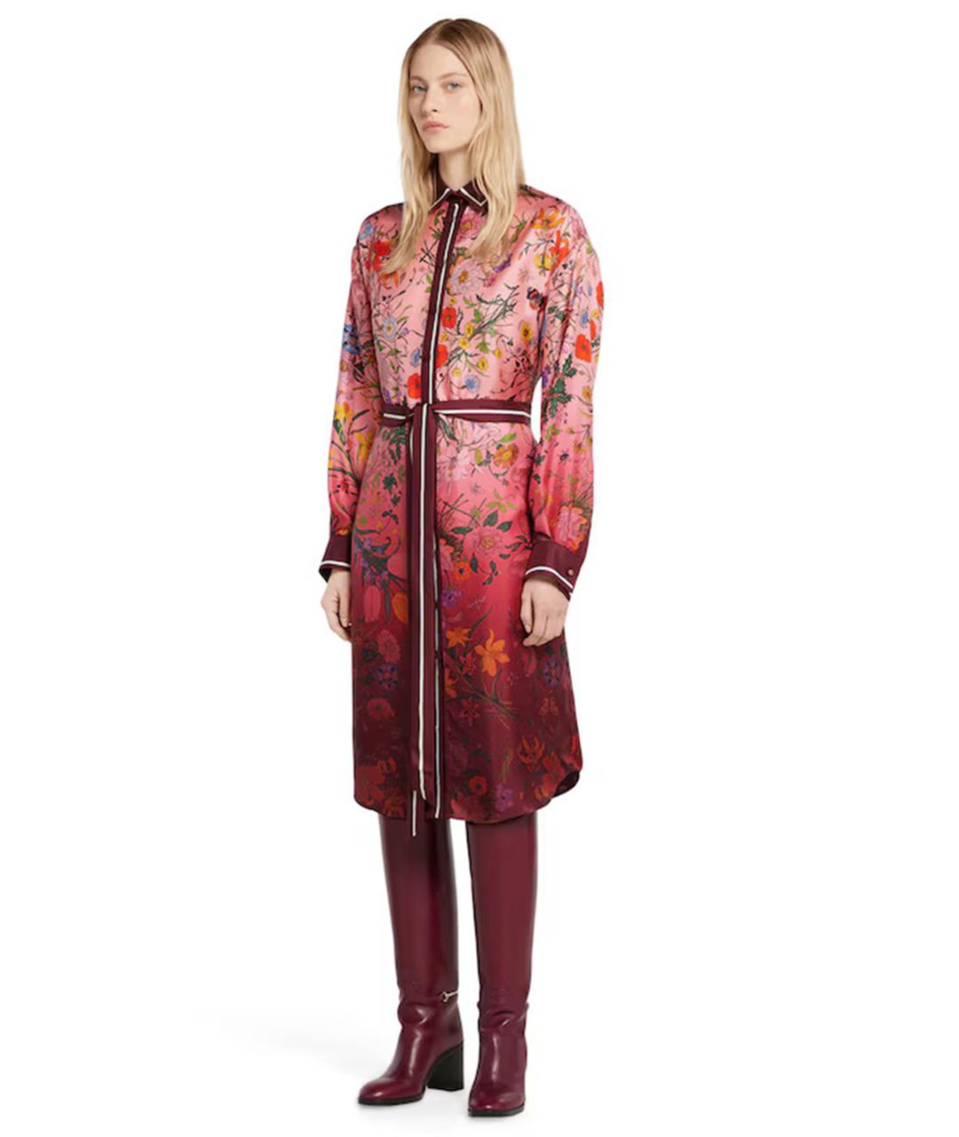GUCCI Мульти шелковое повседневное платье, фото 2