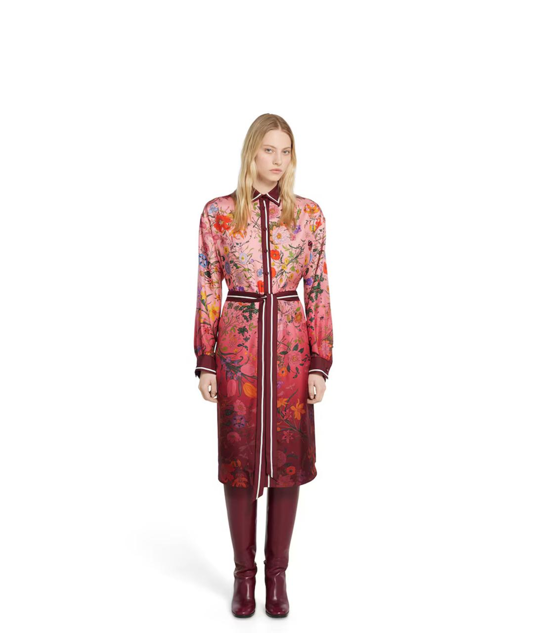 GUCCI Мульти шелковое повседневное платье, фото 3