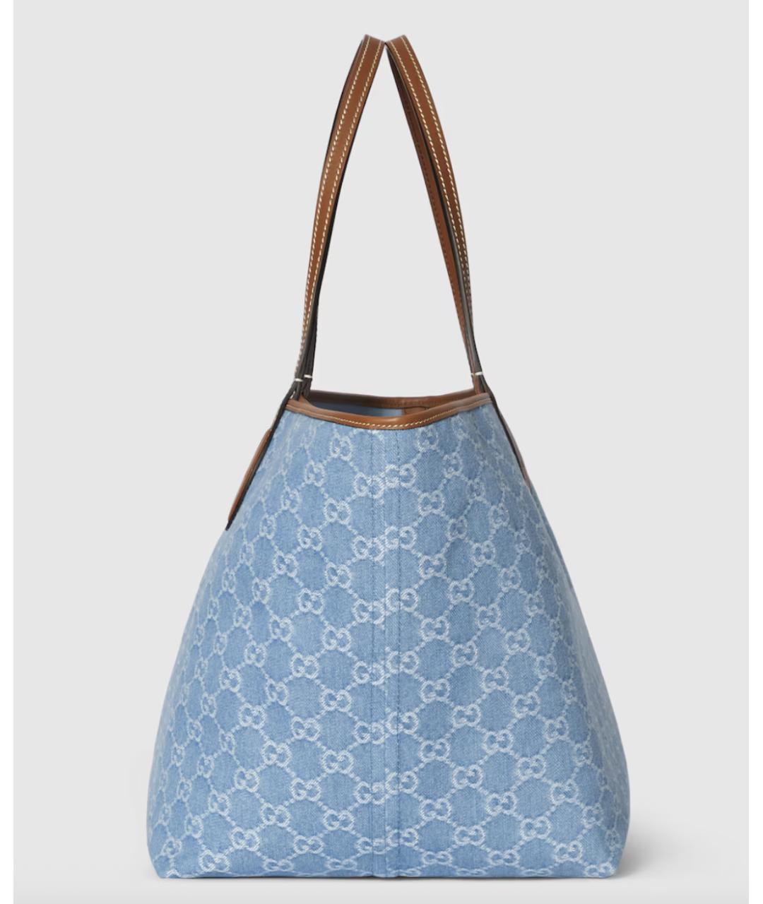 GUCCI Голубая деним сумка тоут, фото 5