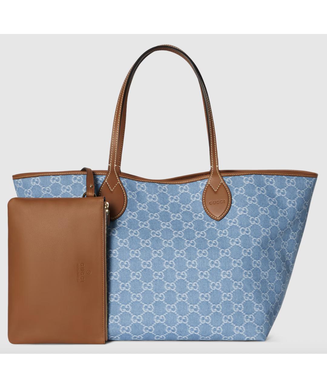 GUCCI Голубая деним сумка тоут, фото 6
