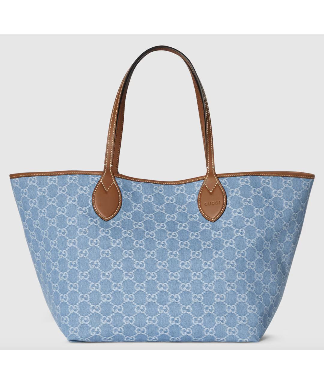GUCCI Голубая деним сумка тоут, фото 8