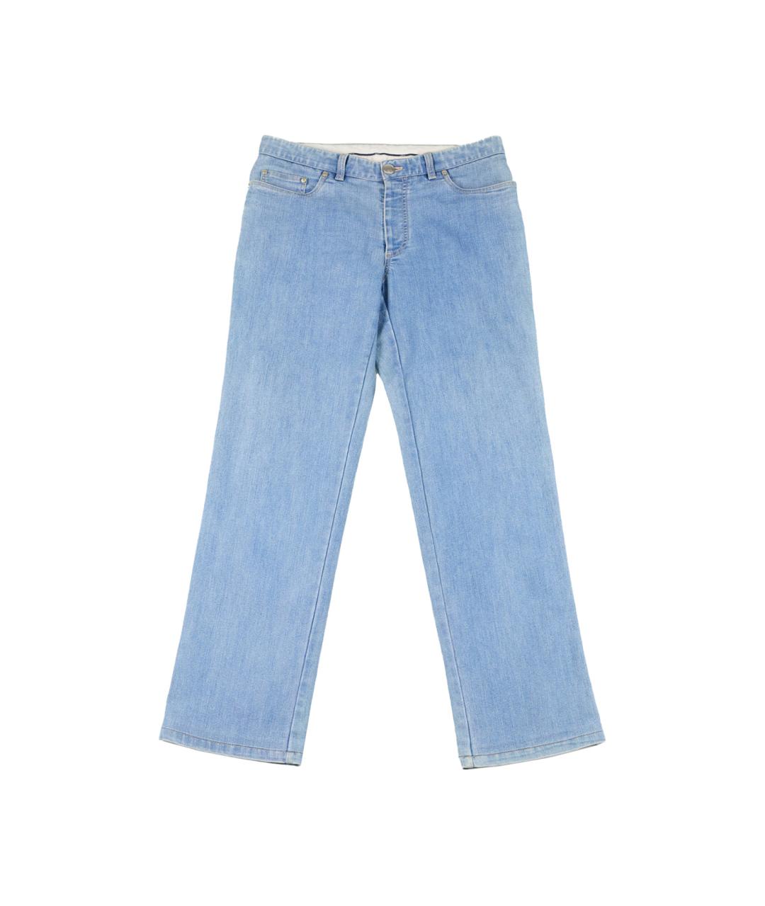 BRIONI Голубые хлопковые прямые джинсы, фото 1