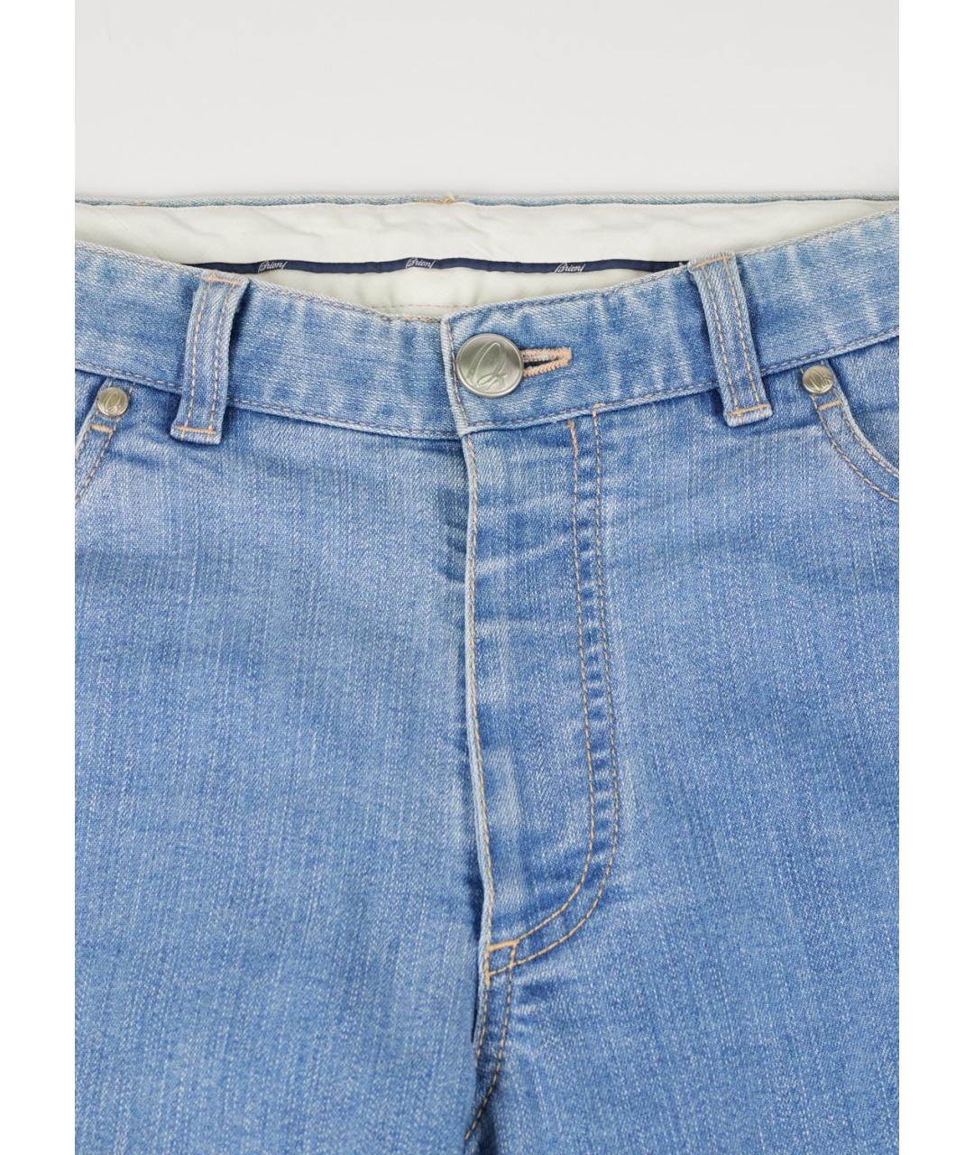 BRIONI Голубые хлопковые прямые джинсы, фото 4
