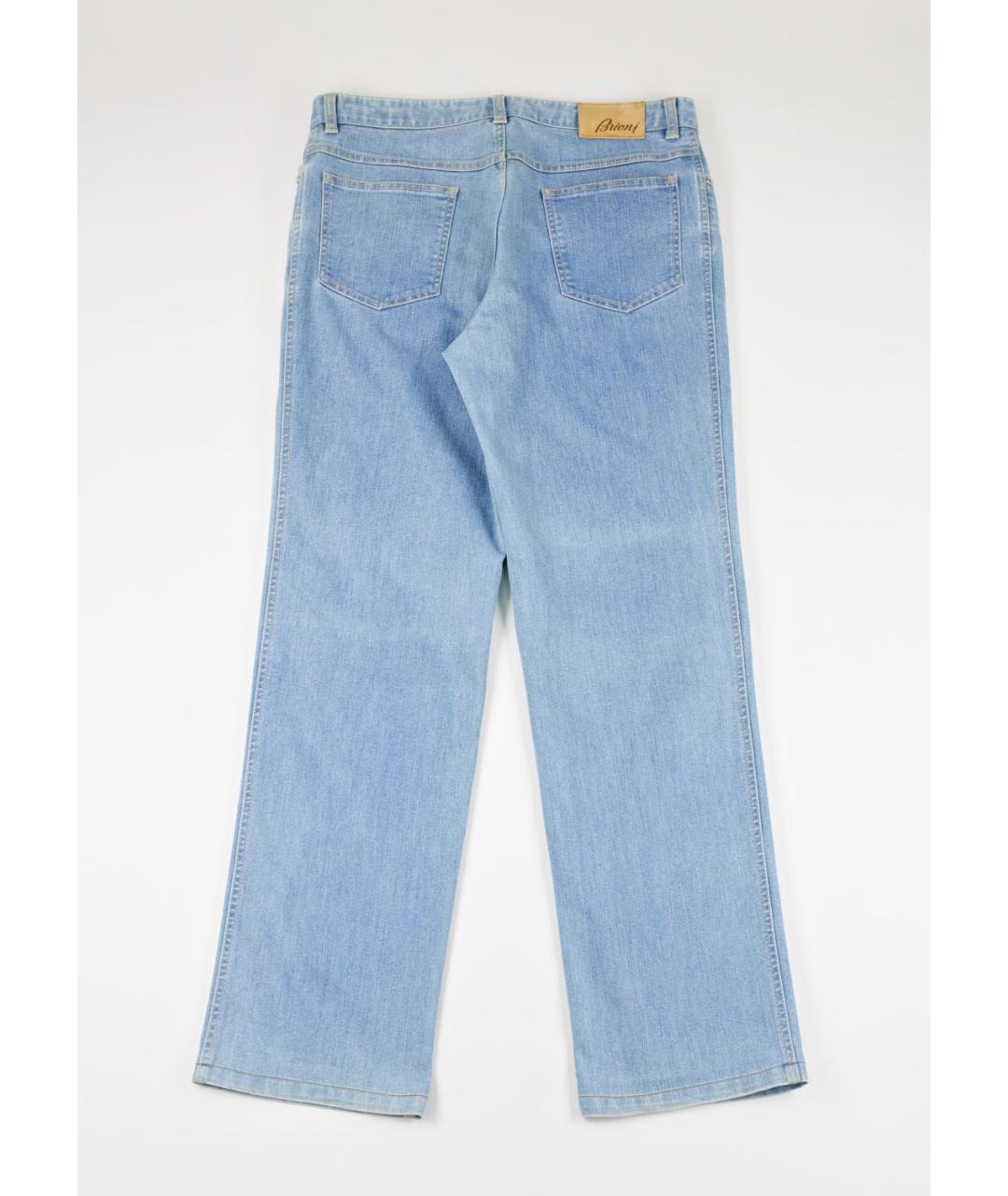 BRIONI Голубые хлопковые прямые джинсы, фото 5