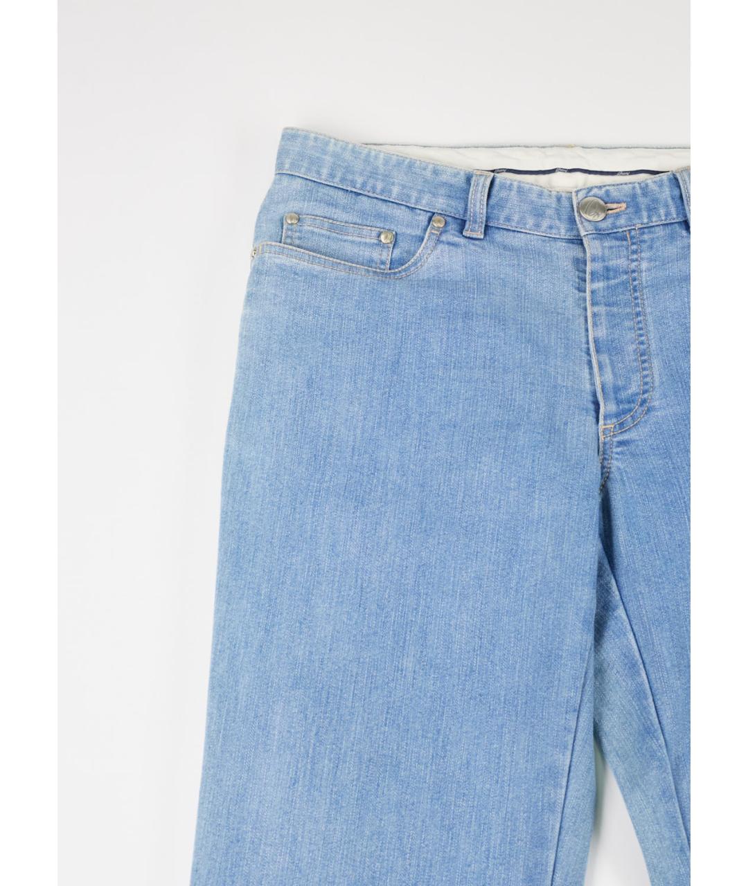 BRIONI Голубые хлопковые прямые джинсы, фото 2