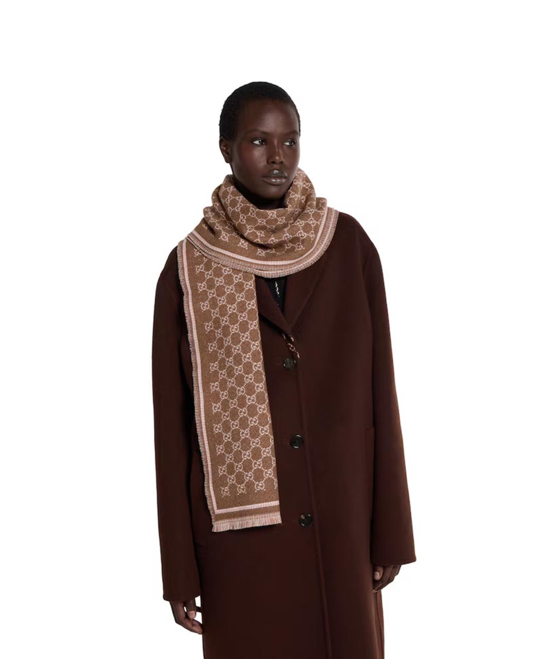 GUCCI Коричневый шарф, фото 2