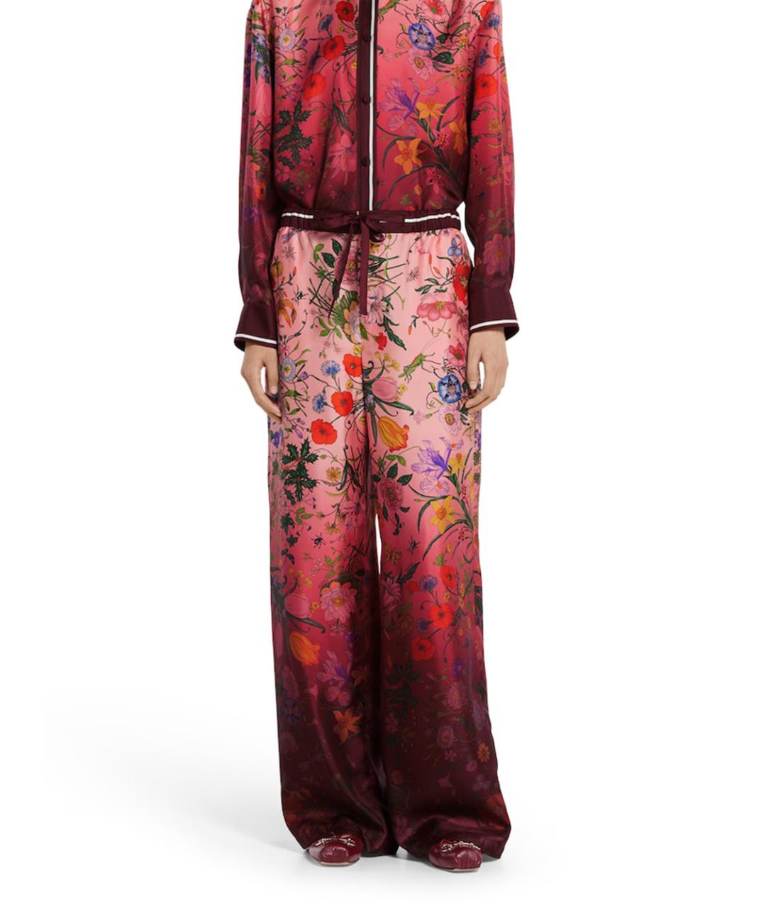 GUCCI Мульти шелковые прямые брюки, фото 2