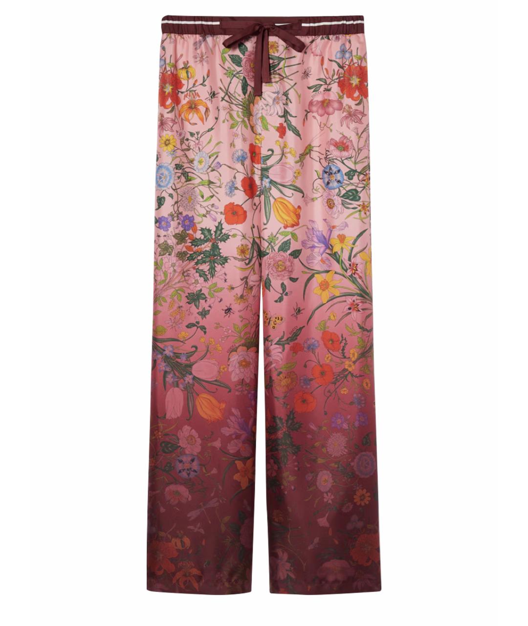 GUCCI Мульти шелковые прямые брюки, фото 1
