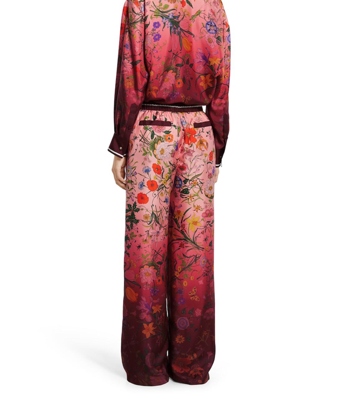 GUCCI Мульти шелковые прямые брюки, фото 3