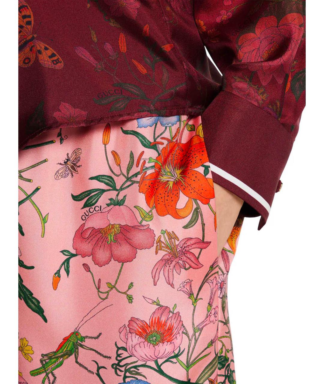 GUCCI Мульти шелковые прямые брюки, фото 4