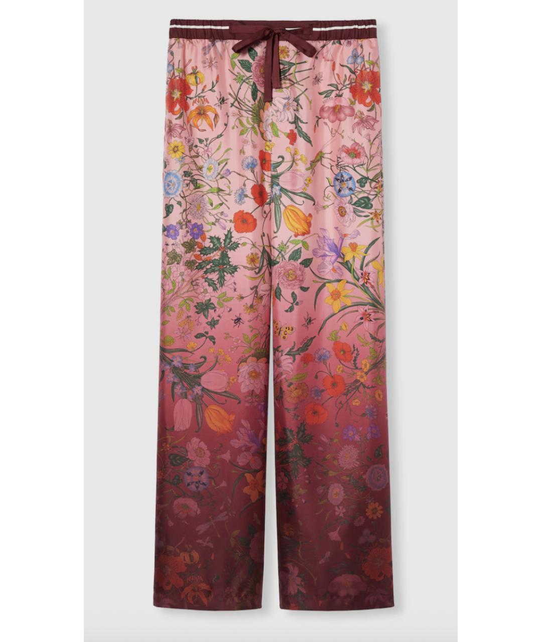 GUCCI Мульти шелковые прямые брюки, фото 5