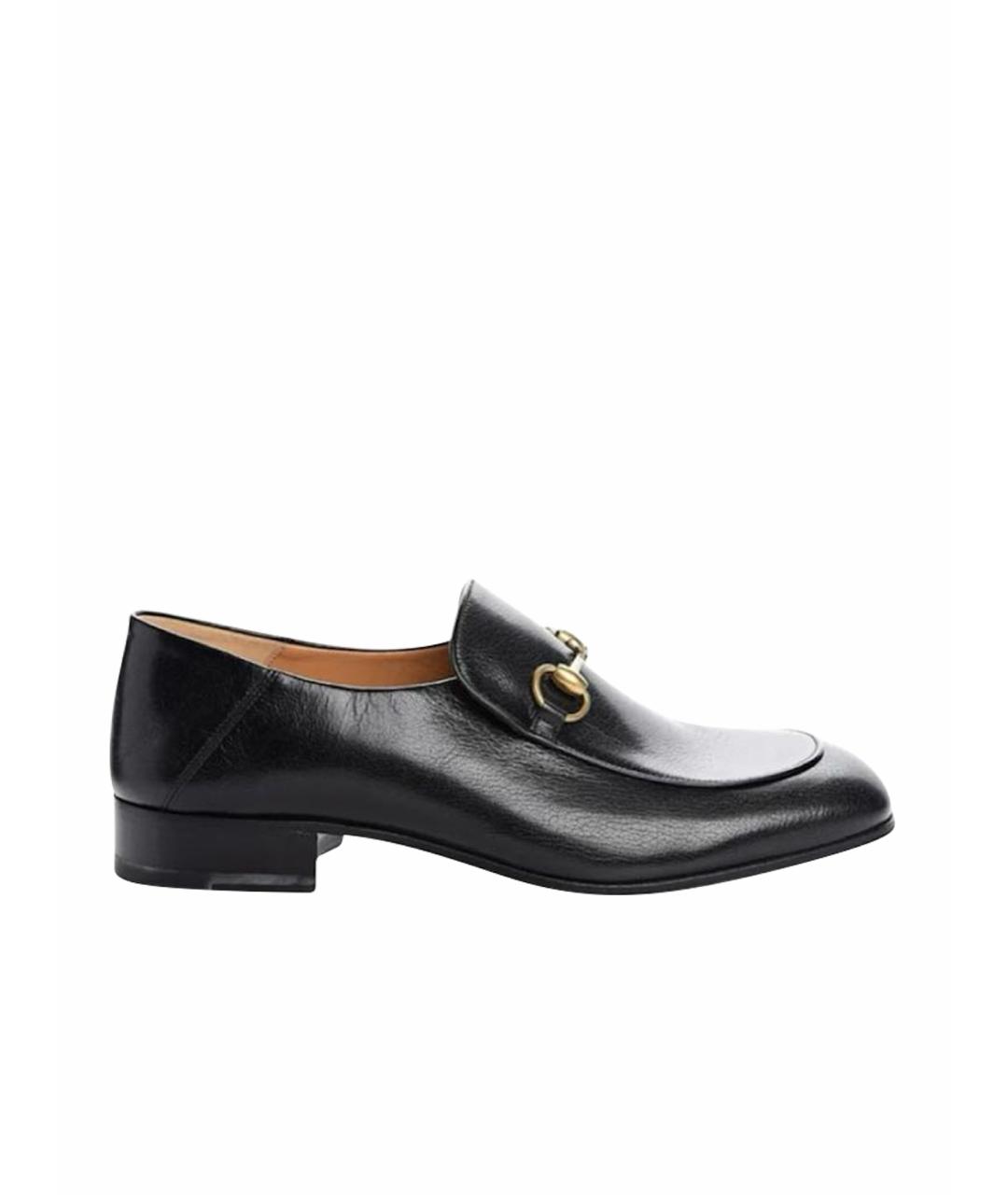 GUCCI Черные кожаные лоферы, фото 1
