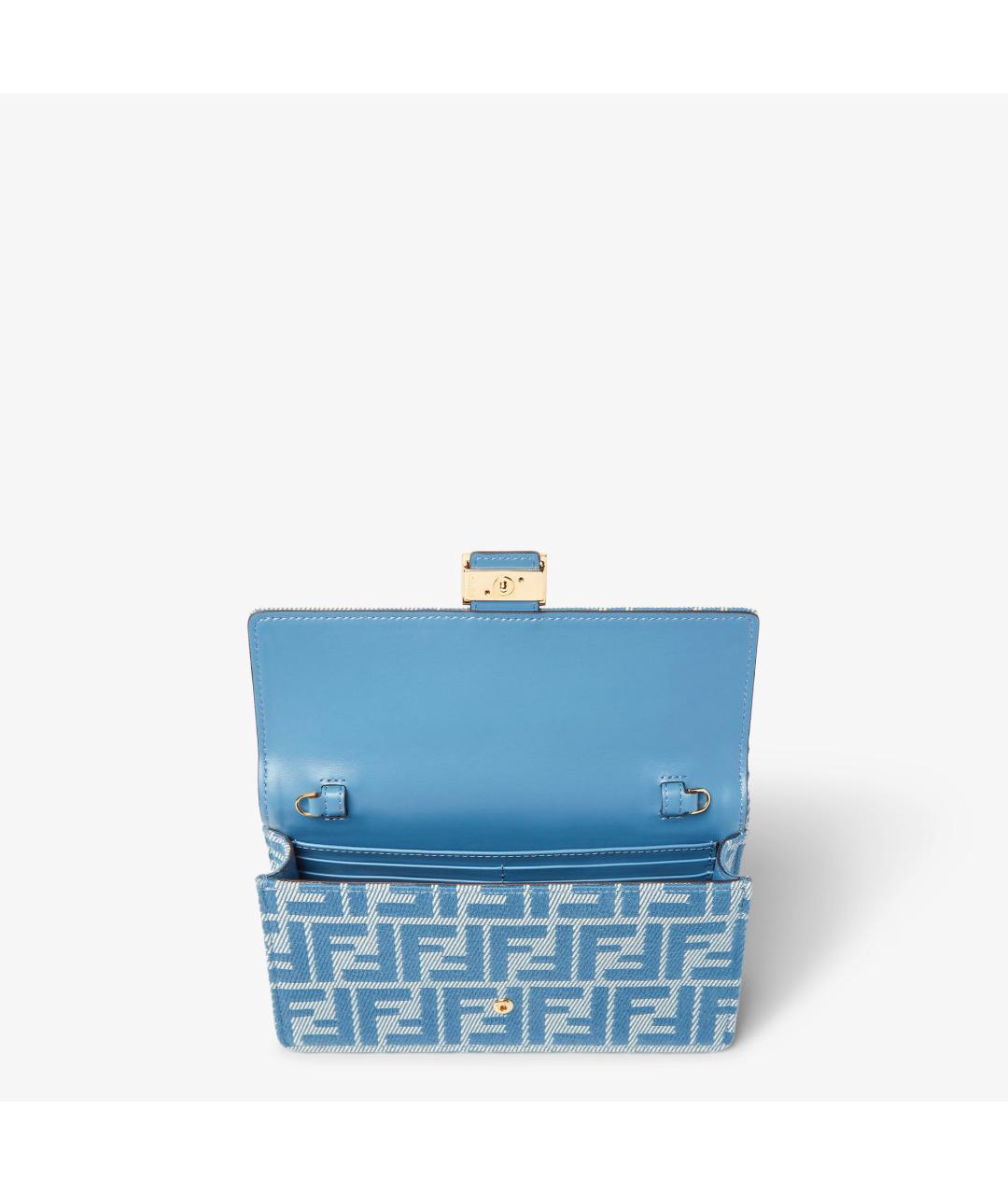 FENDI Голубая жаккардовая сумка через плечо, фото 4