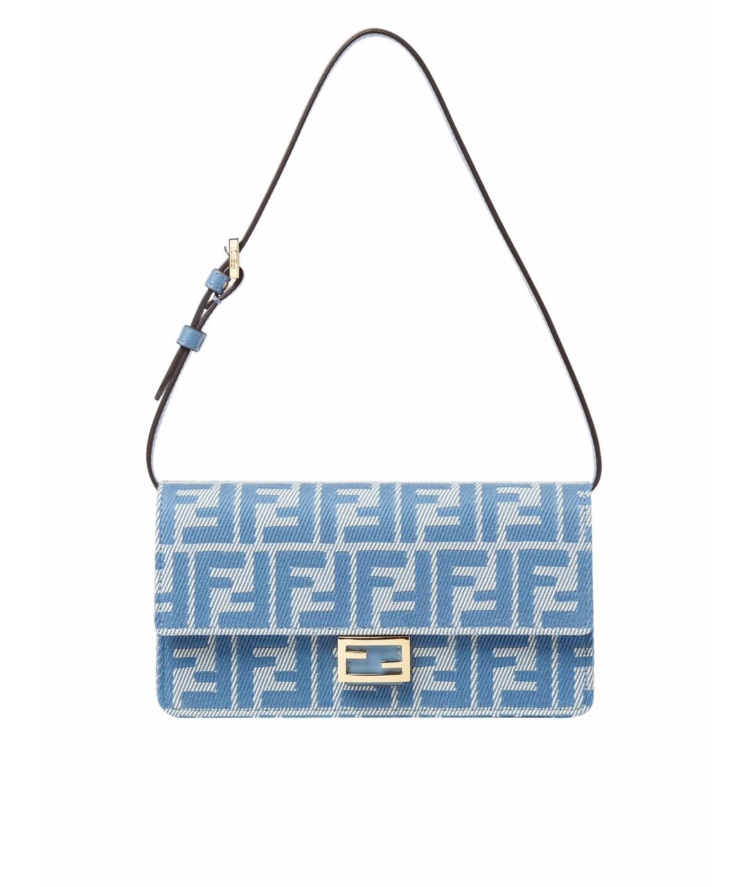 FENDI Голубая жаккардовая сумка через плечо, фото 1