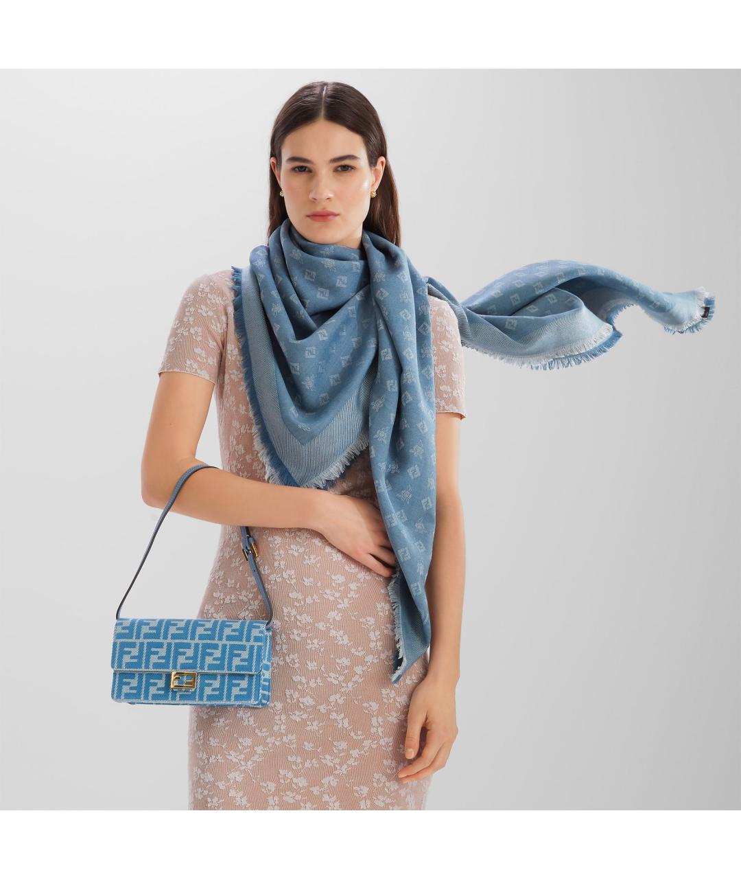 FENDI Голубая жаккардовая сумка через плечо, фото 2