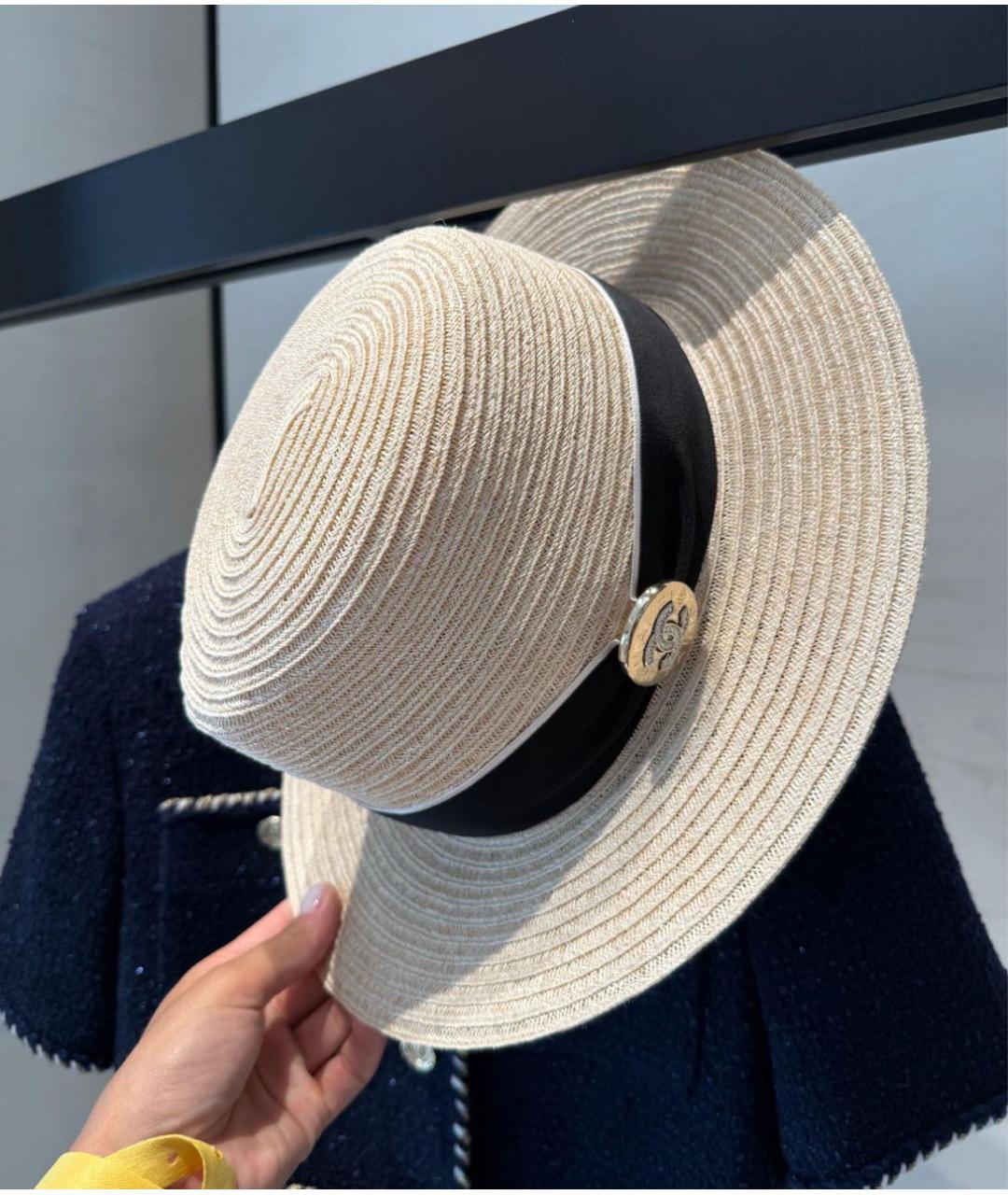 CHANEL Бежевая соломенная шляпа, фото 3