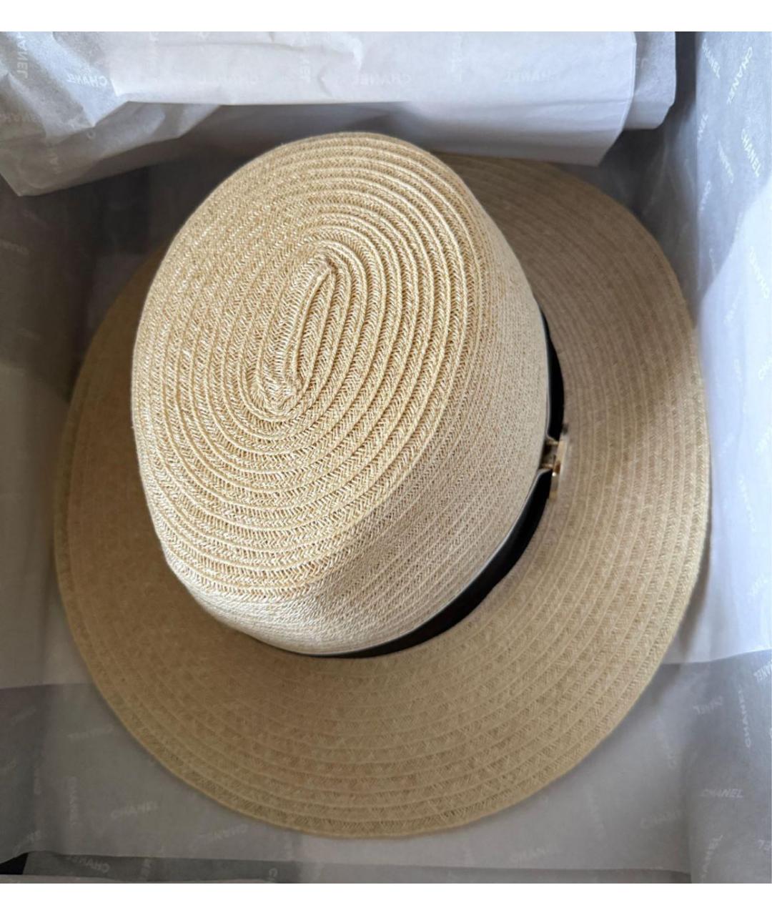 CHANEL Бежевая соломенная шляпа, фото 2