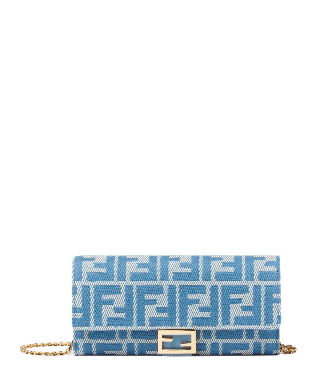 FENDI Голубая тканевая сумка через плечо, фото 1